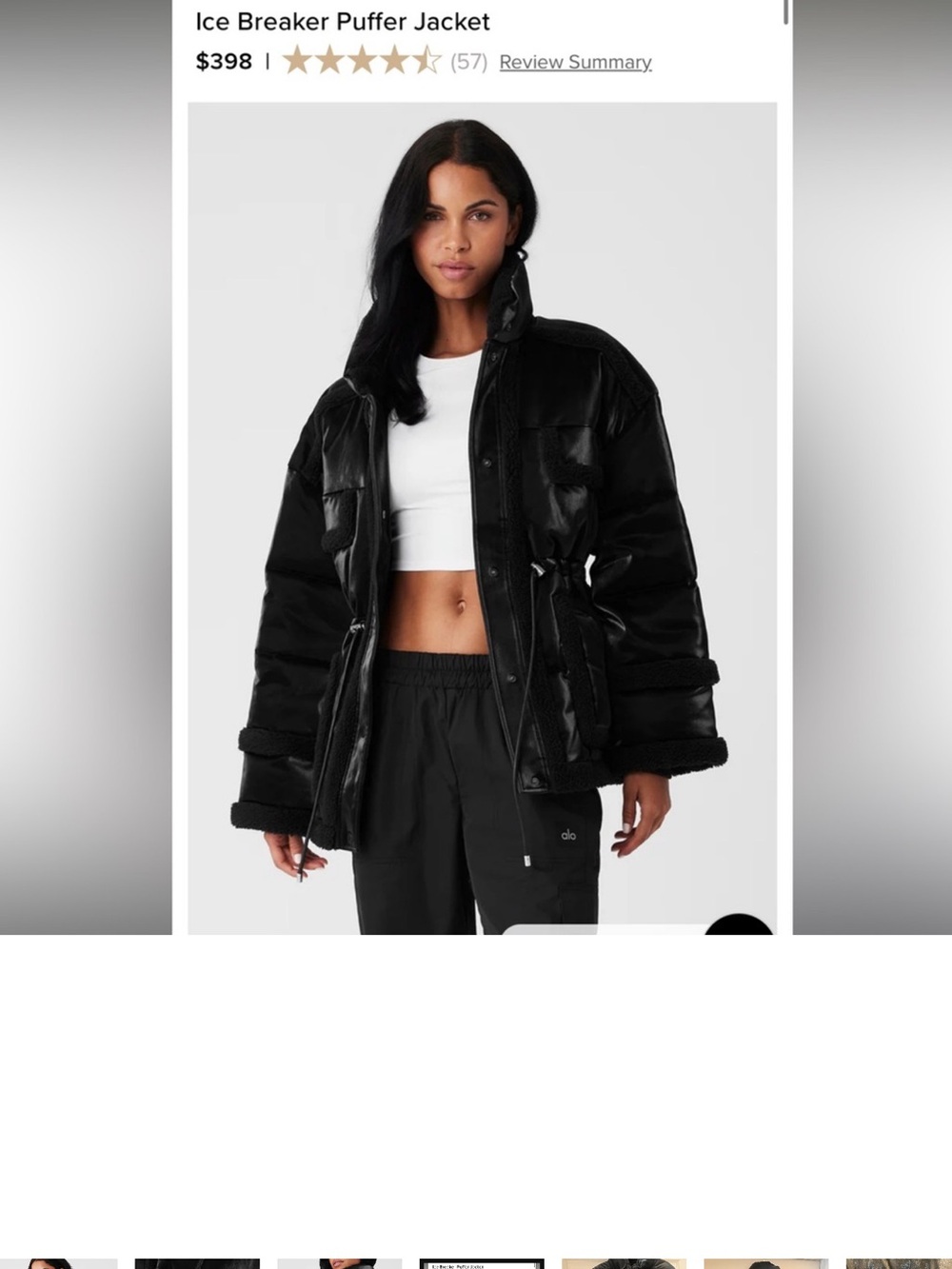 Alo Yoga Ice Breaker Puffer Jacket in Black  sz LARGE